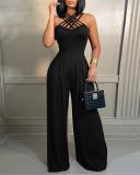 Sexy Multi-strap Crossover Wide Leg Jumpsuit SHD-9424