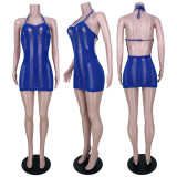 Sexy Backless Hollow Out Mini Dress MDF-5368