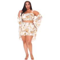 Plus Size Print Casual Loose Three Piece Set NNWF-3017