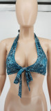 Fashion Print Halter Tie Up Tops WSYF-58600
