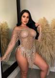 Sexy Hand-knitted Large Mesh Tassel Beach Dress TR-1258