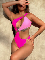 Sexy Contrast Color Hollow Out One Piece Swimsuit CSYZ-A11H