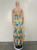 Print Wrap Chest Big Swing Maxi Dress BN-9430
