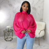 Shawl Laced Up Chiffon Bat Sleeve Top YF-10512