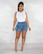 Casual Pocket Zipper Denim Shorts CM-8676