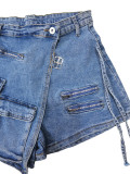 Casual Pocket Zipper Denim Shorts CM-8676