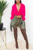 Plus Size Camouflage Print Holes Tassel Skirt LSD-83237