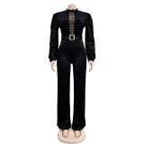 Fashion Hollow Out Long Sleeve Jumpsuit BY-6345