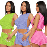 Sexy Sleeveless Bandage Tops Two Piece Shorts Set YD-8743