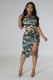 Camo Print Tops And Slit Skirt Two Piece Set SHD-9604