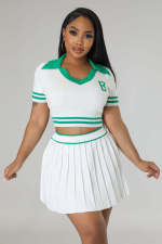 Short Sleeve Sports Pleated Skirt Sweater Suit OSM-4398