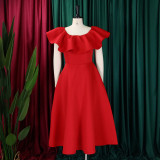 Plus Size Fashion Ruffle Party Dress GATE-D367