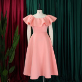 Plus Size Fashion Ruffle Party Dress GATE-D367