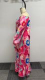 Plus Size One Shoulder Print Maxi Dress NY-10465