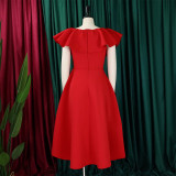 Plus Size Fashion Ruffle Party Dress GATE-D367