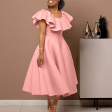 Plus Size Fashion Ruffle Party Dress GATE-D367