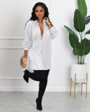 Solid Color Sequin Loose Shirt Dress BGN-275