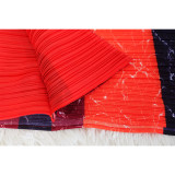 Color Block Print 3/4 Sleeve Maxi Dress YF-10500