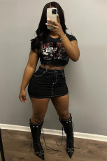 Sexy Solid Color Denim Short Skirt GCNF-0215