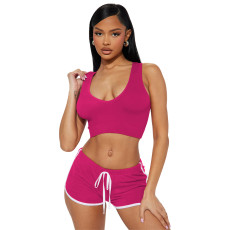 Fashion Ribber Tank Top And Shorts Two Piece Set YD-8748