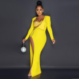 Hot Diamond Bodysuits Split Long Dress Two Piece Set NY-2286