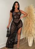 Casual Knit Hollow Out Sequin Beach Dress CM-8685