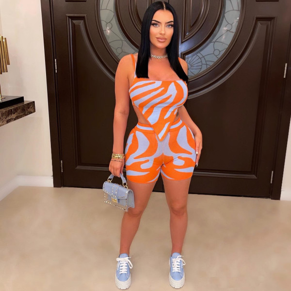 Sexy Zebra Print Sling Tops And Shorts 2 Piece Set BN-9429