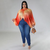 Plus Size O Neck Open Back Tied Chiffon Top NNWF-7848
