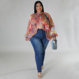 Plus Size O Neck Open Back Tied Chiffon Top NNWF-7848