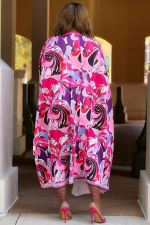 Print Long Sleeve Cardigan And Shorts Two Piece Set XMY-9433