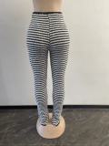 Knitted Striped High-waisted Micro Flared Pants OSM-4400