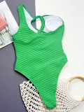 Solid One Shoulder One-Piece Swimsuit CSYZ-D103K