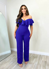 Sexy V Neck Ruffle Off Shoulder Jumpsuit MZ-2798
