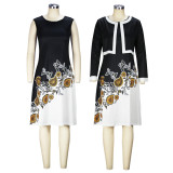 Solid Long Sleeve Jacket And Dress Two Piece Set XHSY-19584