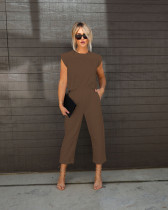 Solid Color Casual Two Piece Pants Set YD-8753