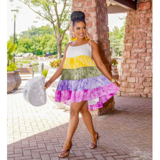 Gradient Print Sling Sleeveless Mini Dress BY-6509