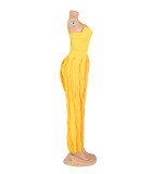 Sexy Solid Sling Tops And Tassel Pants Two Piece Set AIL-246