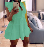 Solid Color Sleeveless Shirt Dress OMY-MY11008