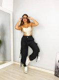Solid Hip Hop Bandage Pants QXTF-8181