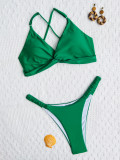 Sexy Solid Color Bandage Two Piece Bikinis CASF-6598