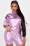 Solid Color Short Sleeve Two Piece Shorts Set YD-8761