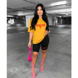 Print Short Sleeve Shorts Two Piece Set HGL-9009034
