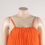 Solid Color Sling Pleated Two Piece Skirts Set  NY-2753