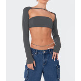 Solid Backless Tube Tos Bandage Two Piece Tops ASL-6680