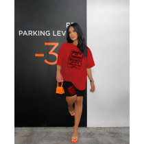 Short Sleeve Letter Print Casual Two Piece Set HGL-9009043