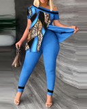 Casual Leopard Print Slit Two Piece Pants Set SHD-D9620