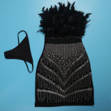 Plus Size Feather Hot Diamond Tube Tops Dress NY-2775