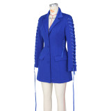Fashion Solid Color Long Sleeve Bandage Blazer ZSD-0612