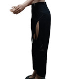 Casual Patchwork Hollow Out Straight Pants QYXZ-9127
