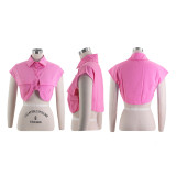 Solid Patchwork Irregular Shorts Shirt SFY-TD2333